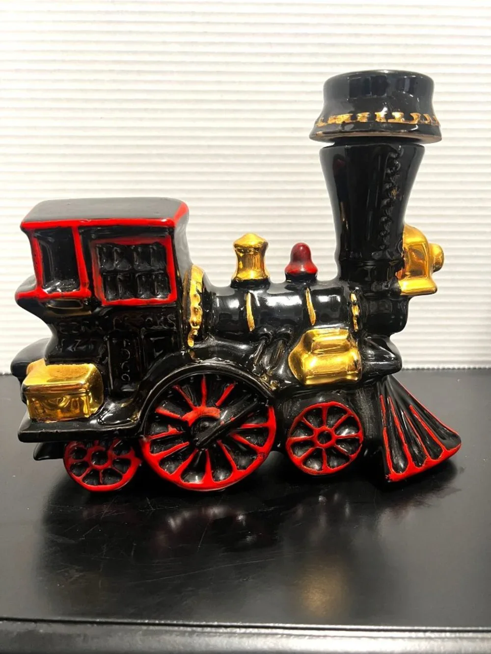 Vintage Ezra Brooks whiskey decanter, EMPTY, black train locomotive